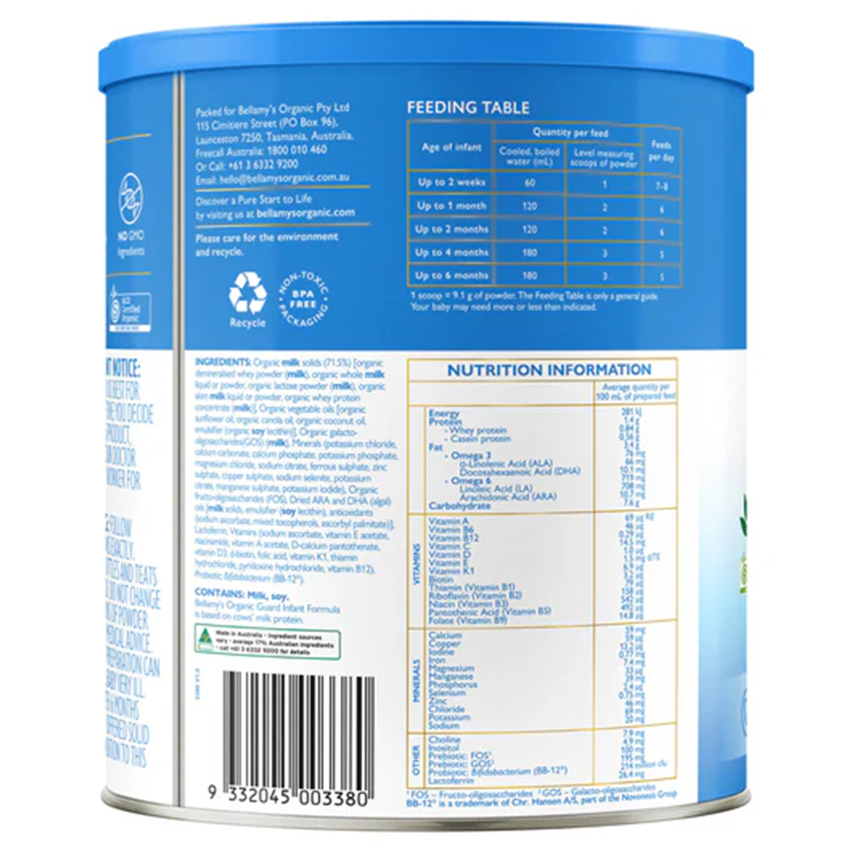 Organic Guard Infant Formula Step 1 (0-6 Months)