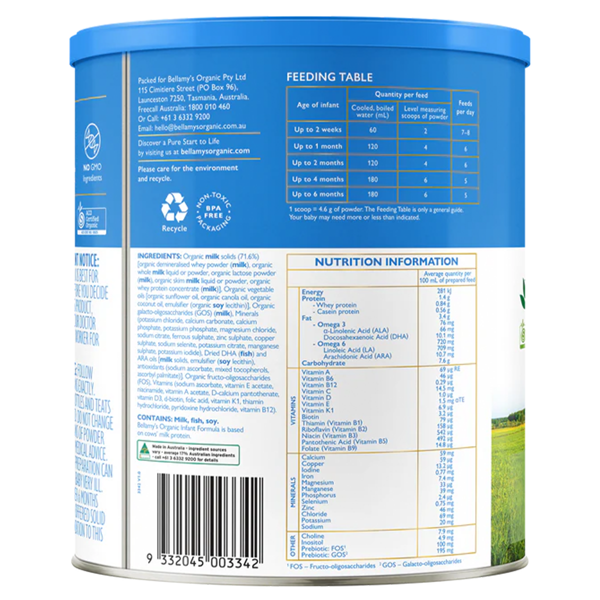 Bellamy's Organic Infant Formula Step 1 (0–6 Months)
