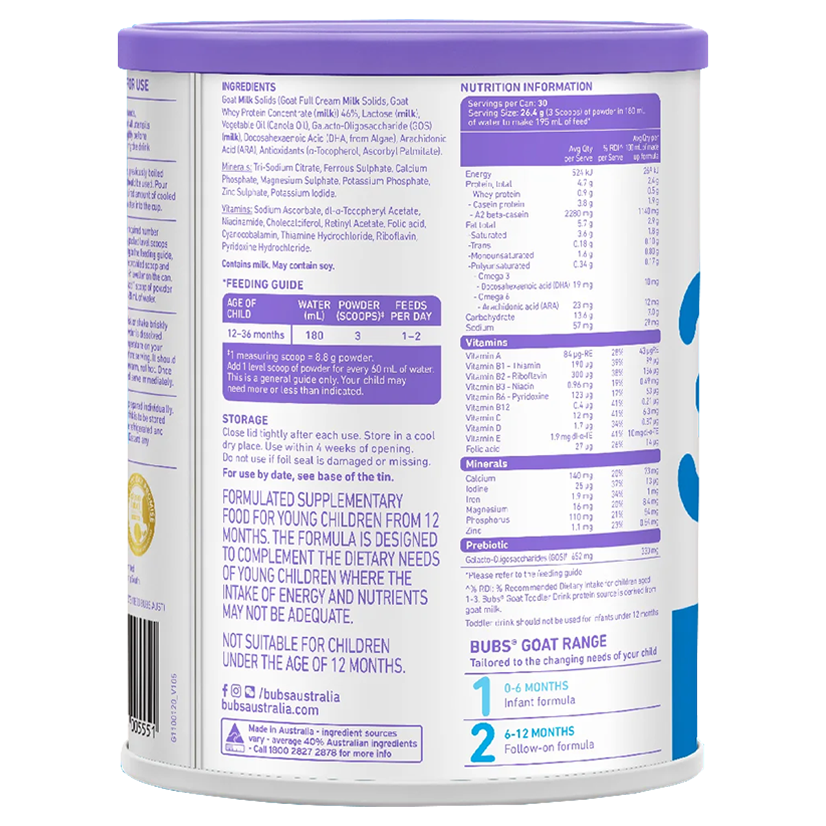 Bubs Easy-Digest Goat Milk Toddler Drink Stage 3 (12–36 Months)