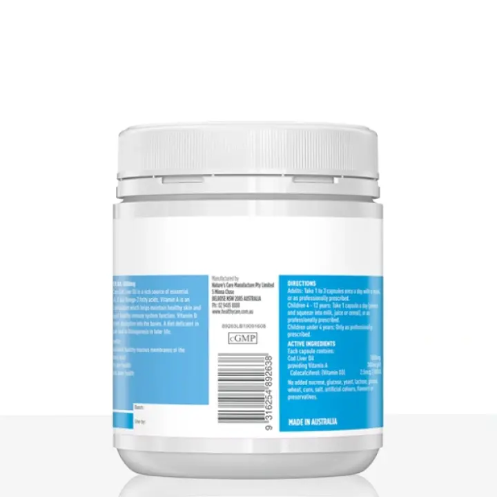 Cod Liver Oil 1000mg 200 Capsules