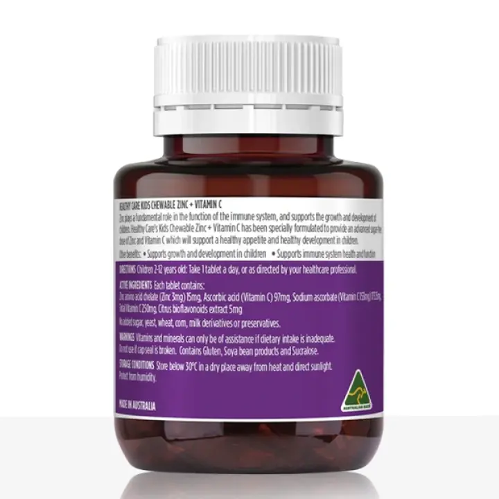 Kids Chewable Zinc + Vitamin C 60 Chewable Tablets