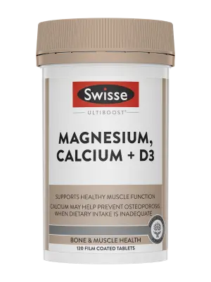 Swisse Ultiboost Magnesium, Calcium + D3 - 120 Tablets