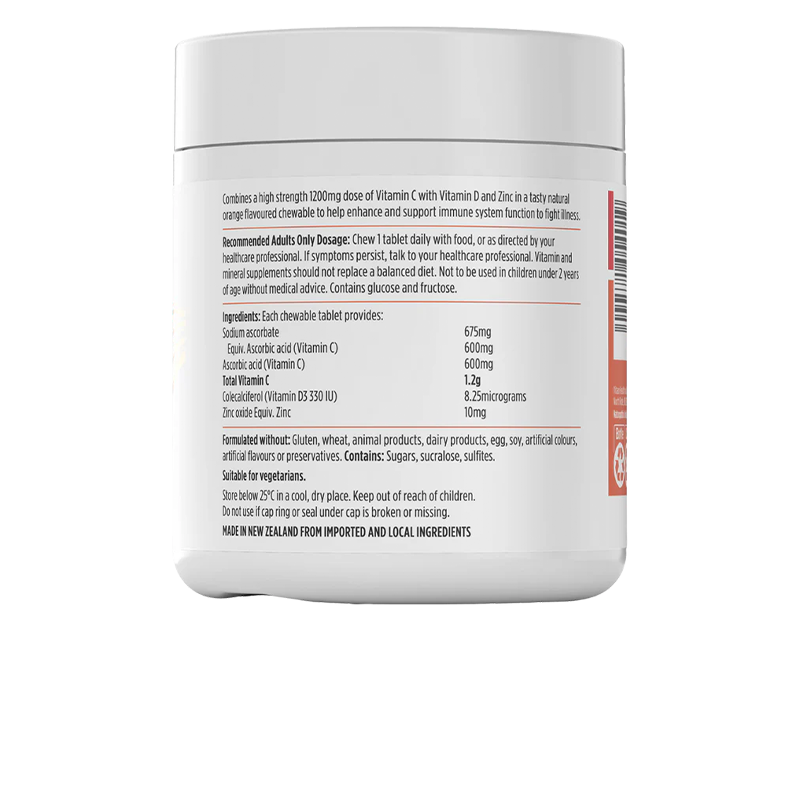 High Strength Vit C + Vit D + Zinc Chewables