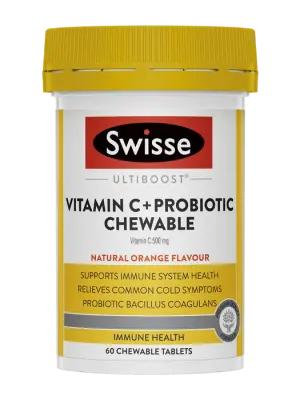 Swisse Ultiboost Vitamin C + Probiotic Chewable - 60 Tablets